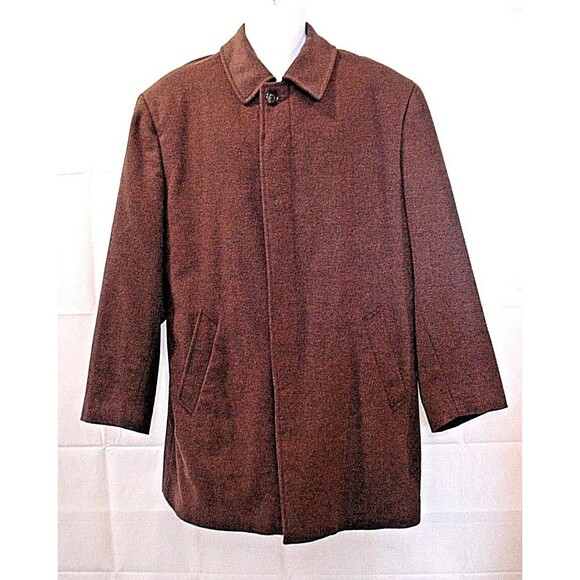 Nautica Overcoat 100% Wool Brown Lined Winter Jacket Coat Mens Size 42R - Picture 2 of 6
